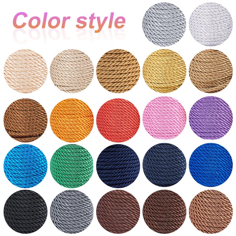 PH PandaHall 20 Yards Twisted Silk Ropes, 3mm Graduation Cord Trim Nylon Satin Shiny Cord Decorative Rope Braided Cord for Home DÃ©cor Upholstery Curtain Tieback Graduation Honor Cord (Black) - Image 5